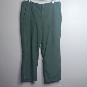 Lauren Ralph Lauren Khaki Green Utility Cropped Wide Leg Pants Lyocell Cotton 12